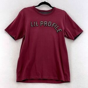 Coach x Champion Collab Maroon Graphic T Shirt Lil Profile Beaded‎ Mens